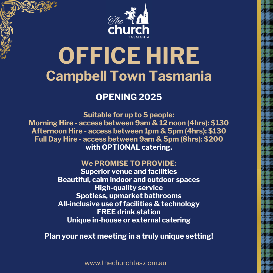 Office Hire and Small Meetings venue hire Campbell Town Tasmania