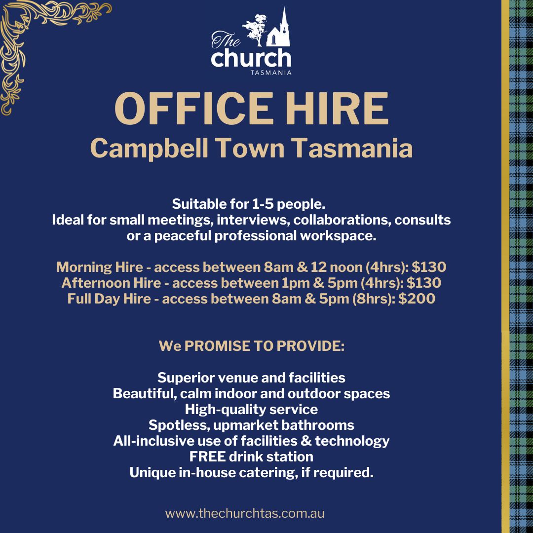 Office Hire and Small Meetings venue hire Campbell Town Tasmania Office Hire and Small Meetings venue hire Campbell Town Tasmania