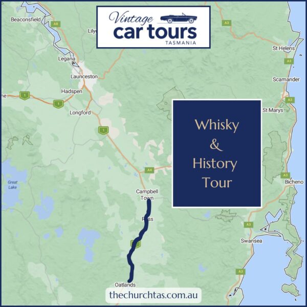 Whisky & History Tour of Ross and Oatlands Tasmania in our vintage convertible car